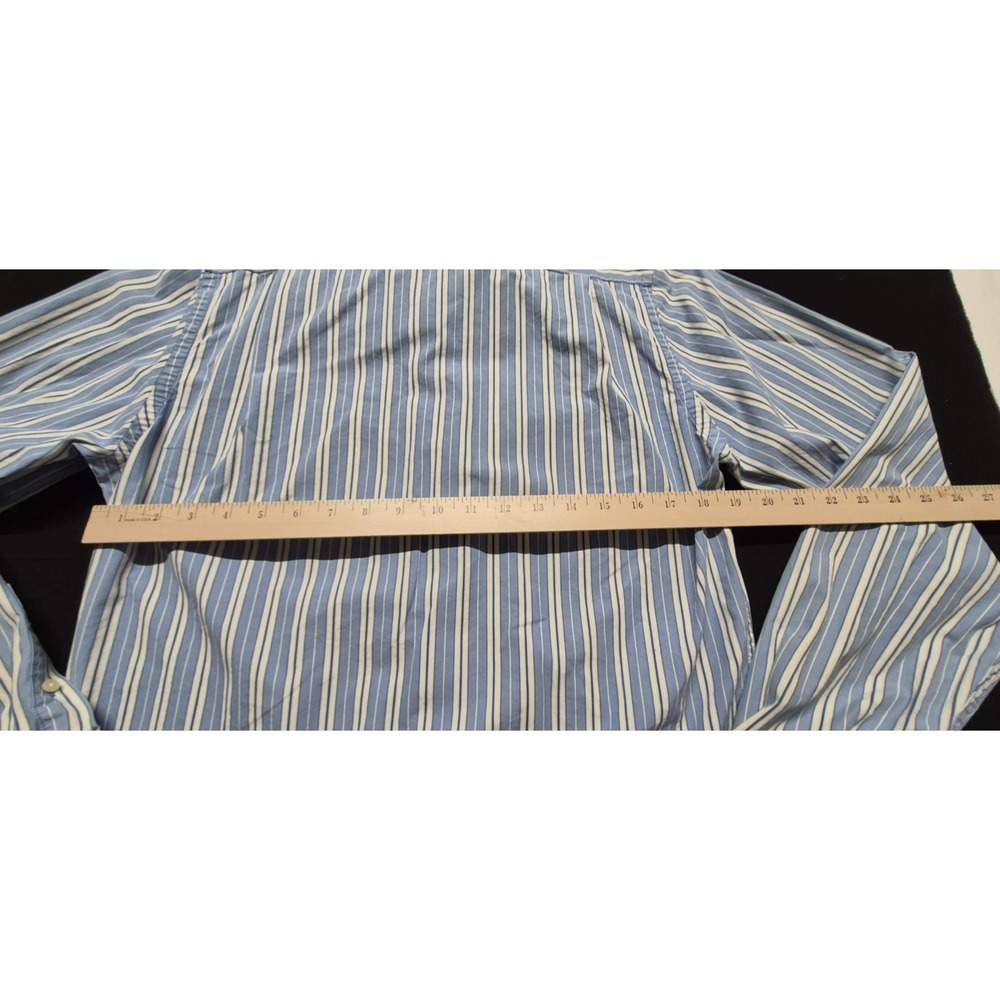 Abercrombie & Fitch Muscle‎ men's blue/white strip button down LS shirts sz. M - Picture 9 of 10